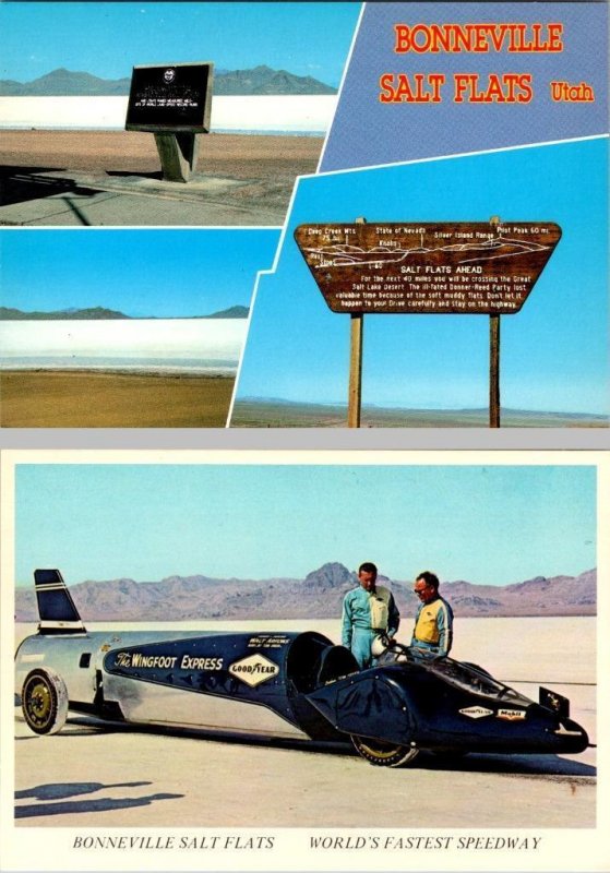 2~4X6 Postcards UT Utah BONNEVILLE SALT FLATS~WINGFOOT EXPRESS Speed Record Car