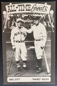 Mint USA Real Picture Postcard Mel Ott & Babe Ruth Baseball Players