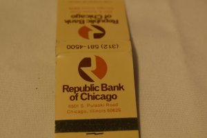 Republic Bank of Chicago Illinois 20 Strike Matchbook