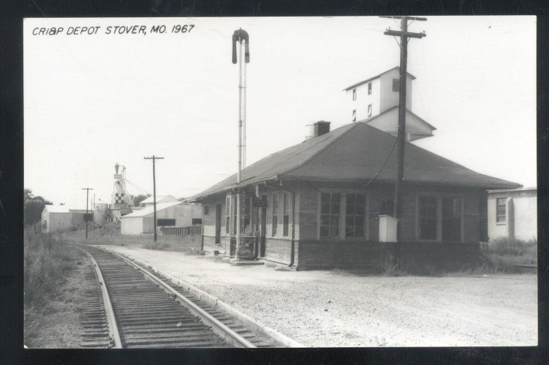 RPPC STOVER MISSOURI CRI&P RAILROAD DEPOT TRAIN STATION REAL PHOTO POSTCARD