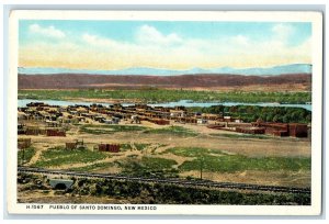 c1920 Aerial View Railroad Lake Pueblo Of Santo Domingo New Mexico NM Postcard