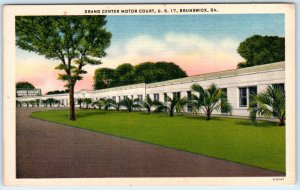 BRUNSWICK, Georgia GA  Roadside GRAND CENTER MOTOR COURT  c1940s Linen Postcard