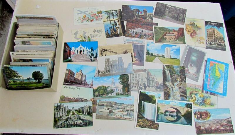 POSTCARDS RANDOM LOT OF 50 ANTIQUE & VINTAGE US & FOREIGN VIEWS & GREETING CARDS 