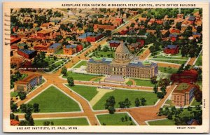 1945 State Capitol & Office Building Aeroplane View St. Paul MN Posted Postcard