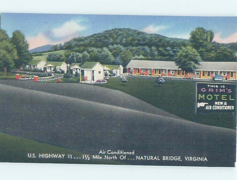 Unused Linen MOTEL SCENE Natural Bridge - Near Lexington Virginia VA B6753-12