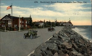 San Diego CA Coronado Ocean Front Boulevard c1910 Vintage Postcard