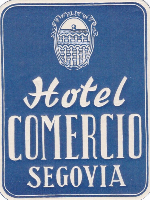 Spain Segovia Hotel Comercio Vintage Luggage Label sk2799