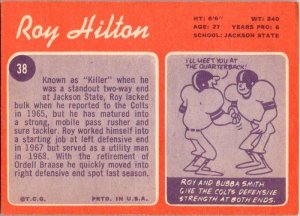 1970 Topps Football Card Roy Hilton Baltimore Colts sk21537