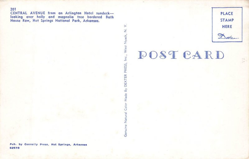 Hot Springs AR National Park Central Ave. Old Cars Buses Aerial View, Postcard
