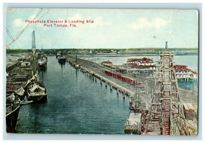 C. 1905-10 Phosphate Elevator & Landing Slip Port Tampa. FL. Postcard F78 