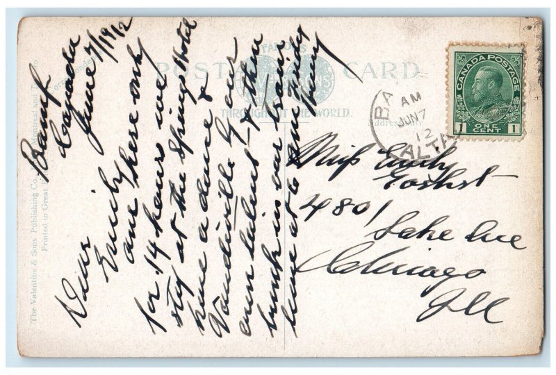 1912 Valley of the Ten Peaks Laggan Alberta Canada Posted Antique Postcard