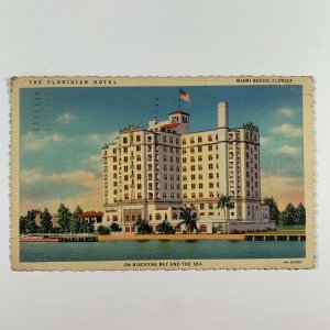 Postcard Florida Miami FL Floridina Hotel Biscayne Bay 1937 Posted Linen