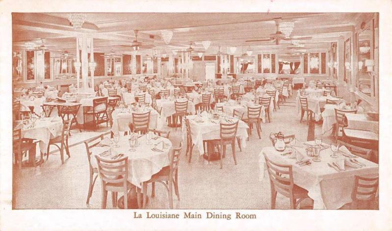 la louisiane main dining room L4736 antique postcard