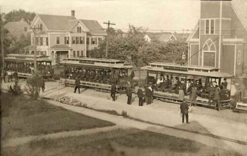 Brookville MA TrolleysWorkman's Trip  RPPC Real Photo Postcard 