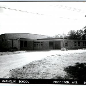 c1950s Princeton, Wis. RPPC St John's Catholic School Real Photo PC Modern A112