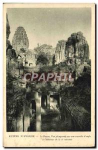 Old Postcard Ruins D & # 39Angkor The Boyon View Sinking On a small courtyard...