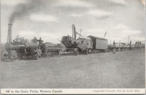 Tractors Farm Machinery 'Off to Grain Fields' 1912 Lewis Rice Litho Postcard E96