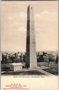 Bunker Hill Monument, Compliments of Westinghouse Boston MA Vtg Postcard N25