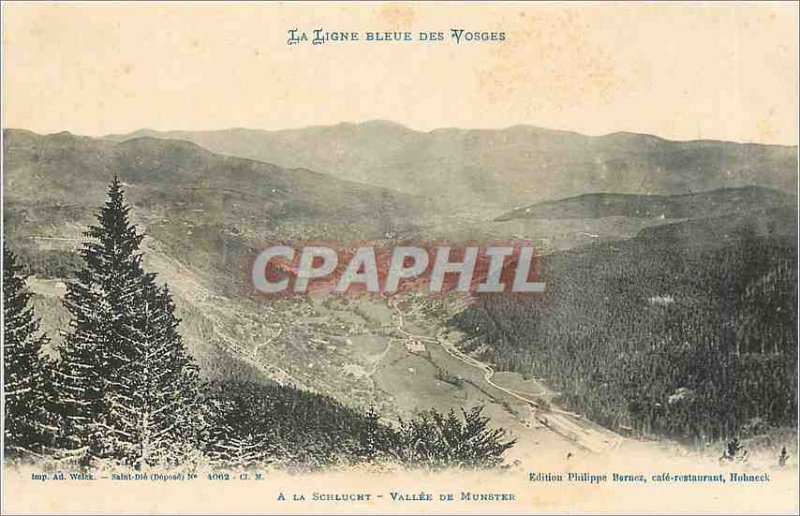 Old Postcard The Blue Line of Vosges La Schlucht Vallee de Munster