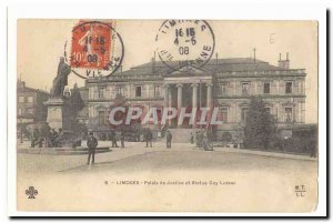 Limoges Old Postcard Courthouse and statue Gay Lussac