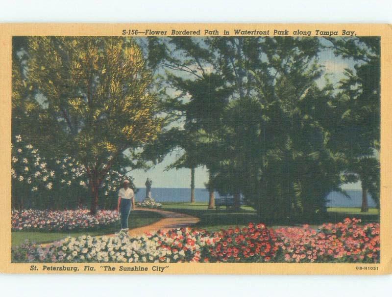 Linen BORDER PATH ON TAMPA BAY AT WATERFRONT PARK St. Petersburg FL c8796