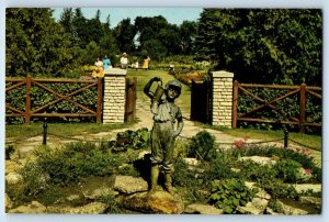 Winnipeg Canada Postcard Boy with Leaky Boot Statue Assiniboine Park c1950's