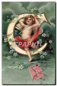 Old Postcard Fantasy Angel Letters Letter C