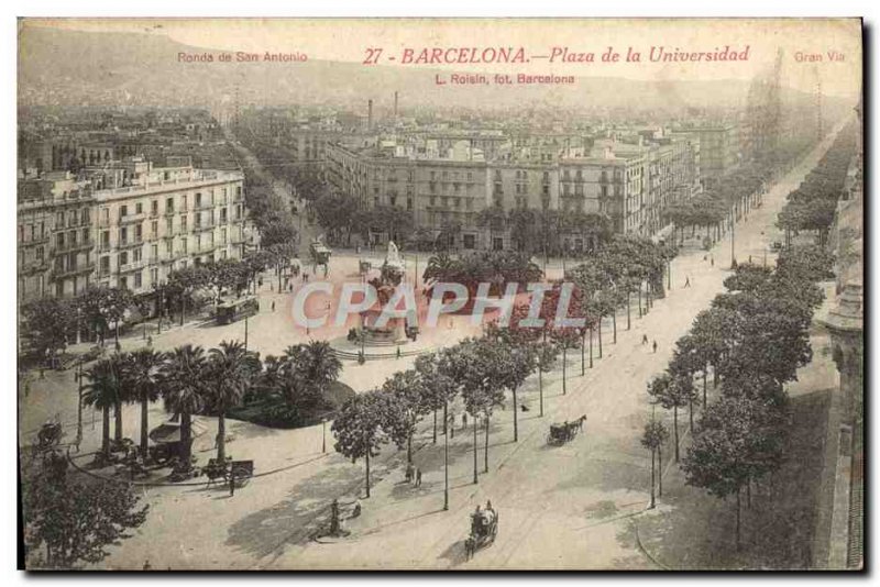 Old Postcard Barcelona Plaza De La Universidad