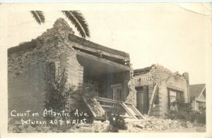 1933 Long Beach California Earthquake Damage Atlantic Ave RPPC Postcard 25-12287