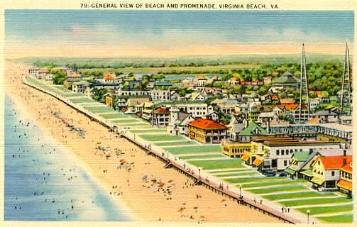 VA - Virginia Beach, Promenade and View from Beach