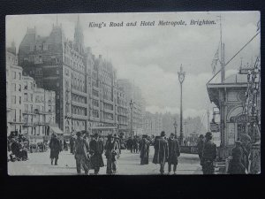 Sussex BRIGHTON King's Road & Metropole Hotel ANIMATED SCENE c1907 Postcard