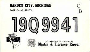 QSL Radio Card From Garden City Michigan 19Q9941