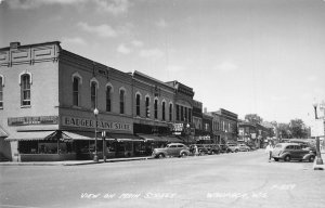 J74/ Waupaca Wisconsin RPPC Postcard c40-50s Street View Stores 119