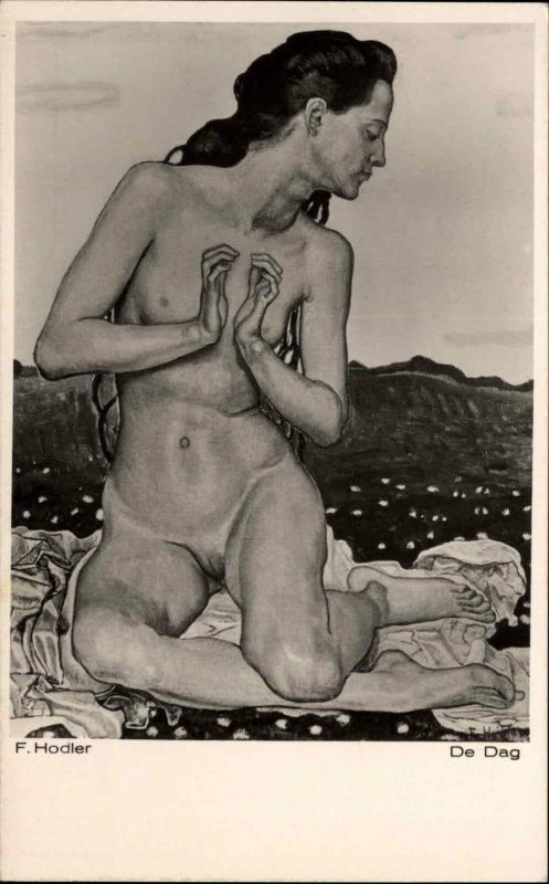 Nude Woman Blanket F. Hodler De Dag Gravenhage Museum Real Photo Postcard