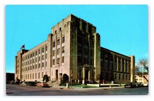 Postcard Court House & Post Office Building Wichita Kansas Old Cars
