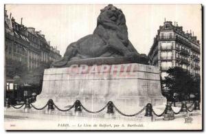 Old Postcard Paris The Lion of Belfort by A Bartholdi