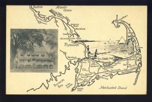 Kingston, Massachusetts/MA/Mass Postcard, Kingston Inn, Map Of Cape Cod