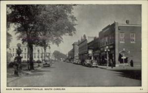 Bennettsville SC Main St. Postcard