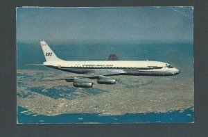 1963 Post Card SAS Extra Long Range Douglas DC-8 Jetliner