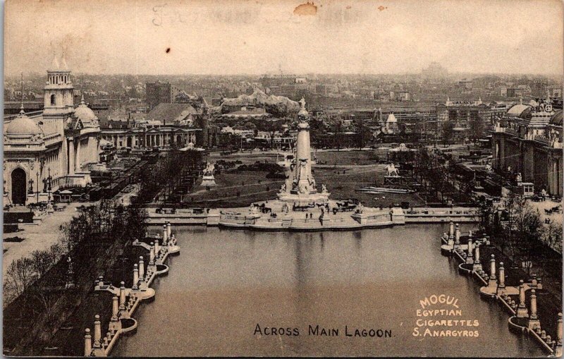View Across Lagoon Worlds Fair Mogul Egyptian Cigarettes c1904 Postcard O73