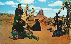 Rug Weaving 'Indian Life' Monument Valley Arizona AZ Indigenous Postcard E42