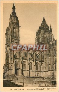 Old Postcard COUTANCES The church Saint Pierre