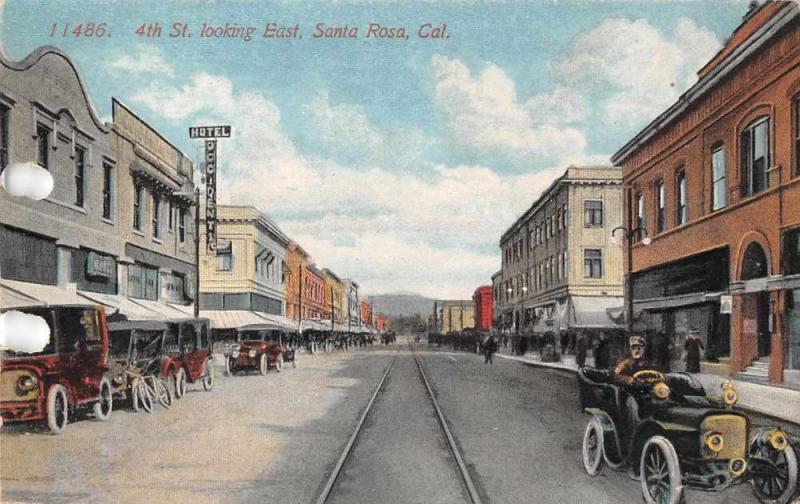 Santa Rosa California 4th Street Looking East Antique Postcard J71014