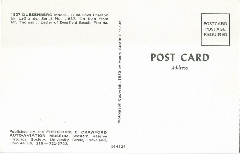 1927 Duesenberg Model J Dual-Cowl Phaeton Car