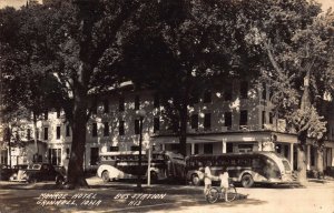 Real Photo Postcard Monroe Hotel and Bus Station in Grinnell, Iowa~110902 