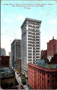 USA Chicago Looking West Monroe Street Illinois Vintage Postcard C004