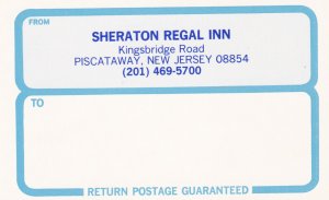 New Jersey Piscataway Sheraton Regal Inn Vintage Luggage Label sk3138