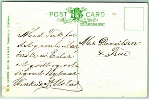 Happy New Year Poem Grape Vine Frame Hourglass Glitter UNP DB Postcard G12 