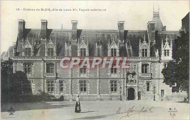 Old Postcard Chateau de Blois asylum louis XII external Facade