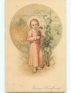 1906 christmas ANGELIC GIRL CRUSHES GRAPES INTO CUP k1248